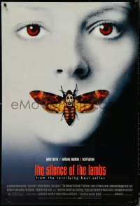6c0929 SILENCE OF THE LAMBS style D DS 1sh 1991 creepy image of Jodie Foster with moth over mouth!
