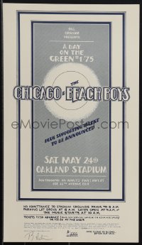 6c0247 CHICAGO/BEACH BOYS signed 10x18 music poster 1975 by Randy Tuten, Day on the Green, rare!