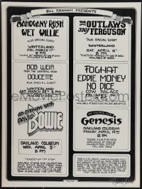 6c0251 DAVID BOWIE/FOGHAT/GENESIS signed 17x22 music poster 1978 by Randy Tuten, ultra rare!