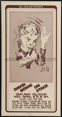 6c0250 DAVID BOWIE signed 12x22 music poster 1978 by Randy Tuten, Oakland Coliseum, ultra rare!