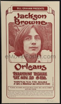 6c0260 JACKSON BROWNE signed 12x21 music poster 1976 by Randy Tuten, Oakland, ultra rare!