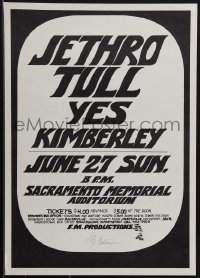 6c0263 JETHRO TULL/YES/KIMBERLEY signed 15x21 music poster 1971 by Randy Tuten, ultra rare!