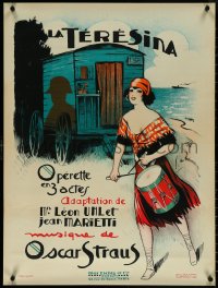 6c0529 LA TERESINA 24x32 French stage poster 1927 Dola art of gypsy, Napoleon's shadow, ultra rare!