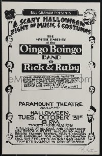 6c0274 OINGO BOINGO/RICK & RUBY signed 11x17 music poster 1978 by Randy Tuten, ultra rare!