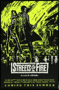 6c0956 STREETS OF FIRE advance 1sh 1984 Walter Hill, Riehm yellow dayglo art, a rock & roll fable!