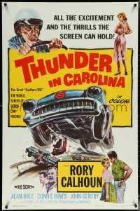 6c0963 THUNDER IN CAROLINA 1sh 1960 Rory Calhoun, artwork of the World Series of stock car racing!