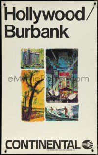 6c0591 CONTINENTAL HOLLYWOOD/BURBANK 25x40 travel poster 1960s Boyle art, different & ultra rare!