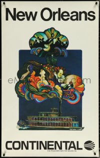 6c0593 CONTINENTAL NEW ORLEANS 25x40 travel poster 1960s jazz and ragtime music, ultra rare!