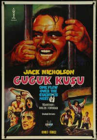 6c0550 ONE FLEW OVER THE CUCKOO'S NEST Turkish 1981 Jack Nicholson, wild misleading artwork!