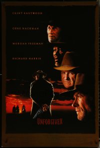 6c0977 UNFORGIVEN DS 1sh 1992 gunslinger Clint Eastwood, Gene Hackman, Morgan Freeman, Harris!