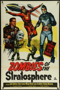 6c1000 ZOMBIES OF THE STRATOSPHERE 1sh 1952 cool art of aliens with guns including Leonard Nimoy!
