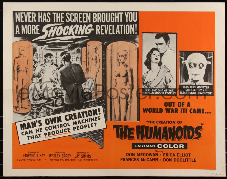 EMoviePoster.com Image For: 6c0412 CREATION OF THE HUMANOIDS 1/2sh 1962 ...