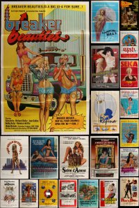 6d0236 LOT OF 40 FOLDED SEXPLOITATION ONE-SHEETS 1970s-1980s sexy images with some nudity!