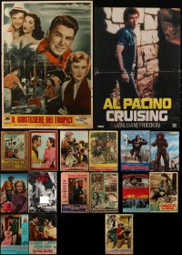 6d0624 LOT OF 17 FORMERLY FOLDED VERTICAL ITALIAN 19X27 PHOTOBUSTAS 1950s-1980s great movie scenes!