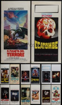 6d0681 LOT OF 18 FORMERLY FOLDED HORROR/SCI-FI/FANTASY ITALIAN LOCANDINAS 1960s-2010s cool images!