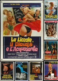 6d0091 LOT OF 9 FOLDED SEXPLOITATION ITALIAN ONE-PANELS 1970s-1990s sexy images with some nudity!