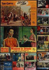 6d0619 LOT OF 24 FORMERLY FOLDED HORIZONTAL ITALIAN 19X27 PHOTOBUSTAS 1960s-1970s cool scenes!