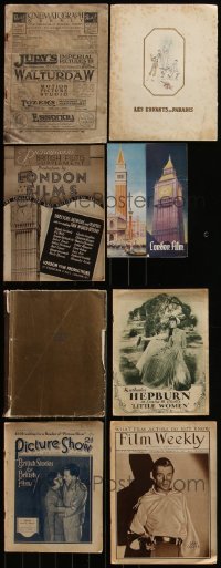 6d0167 LOT OF 8 ENGLISH MOVIE MAGAZINES & PROGRAMS 1920s-1930s filled with great images & info!