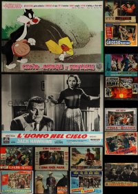 6d0616 LOT OF 25 FORMERLY FOLDED 1950s-1960s HORIZONTAL ITALIAN 19X27 PHOTOBUSTAS 1950s-1960s cool!