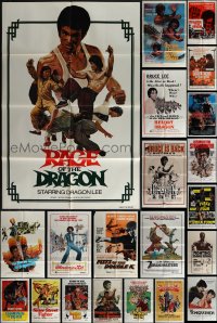 6d0260 LOT OF 25 FOLDED KUNG-FU ONE-SHEETS 1970s-1980s great images from martial arts movies!