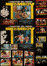 6d0617 LOT OF 24 FORMERLY FOLDED SEXPLOITATION ITALIAN 19X27 PHOTOBUSTAS 1970s with some nudity!