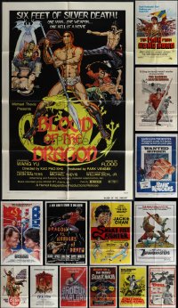 6d0280 LOT OF 19 FOLDED KUNG-FU ONE-SHEETS 1970s-1980s great images from martial arts movies!