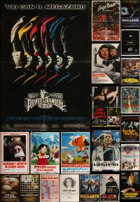 6d0825 LOT OF 25 FORMERLY FOLDED ITALIAN ONE-SHEETS 1970s-1990s a variety of cool movie images!