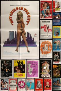 6d0226 LOT OF 45 FOLDED SEXPLOITATION ONE-SHEETS 1970s-1980s sexy images with some nudity!