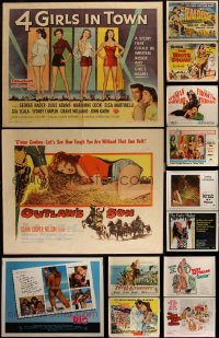 6d0637 LOT OF 17 UNFOLDED & FORMERLY FOLDED HALF-SHEETS 1950s-1980s a variety of movie images!