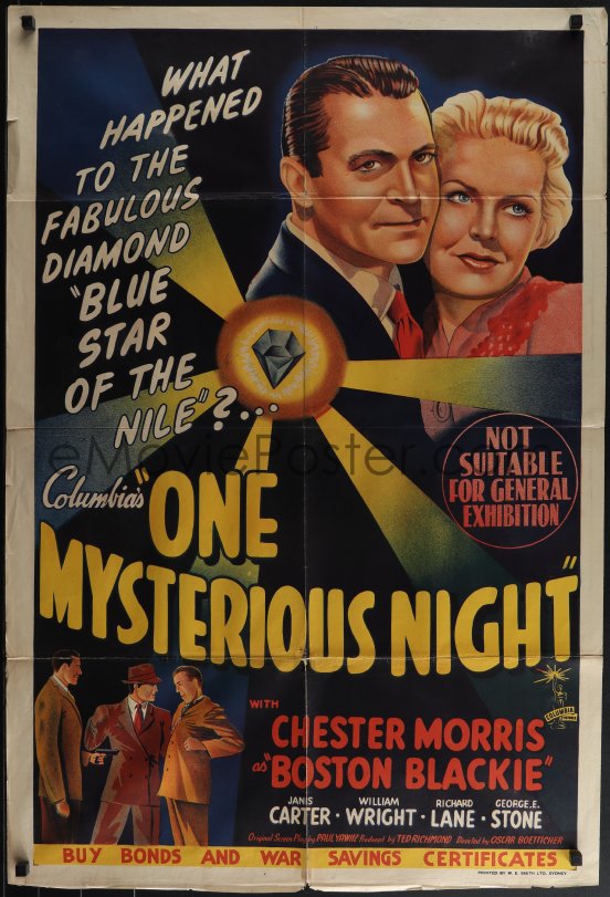 eMoviePoster.com Image For: 6f0393 ONE MYSTERIOUS NIGHT Aust 1sh 1944 ...