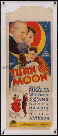 6h0432 TURN OFF THE MOON linen long Aust daybill 1937 Richardson Studio art of Ruggles, ultra rare!