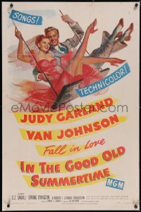 6h0859 IN THE GOOD OLD SUMMERTIME linen 1sh 1949 great art of Judy Garland & Van Johnson swinging!