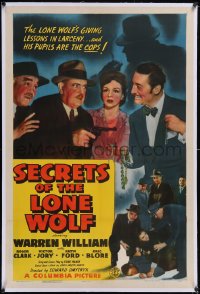 6h0974 SECRETS OF THE LONE WOLF linen 1sh 1941 Warren William gives lessons in larceny to cop pupils!