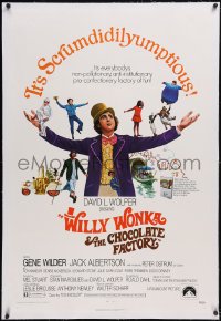 6h1043 WILLY WONKA & THE CHOCOLATE FACTORY linen 1sh 1971 Gene Wilder, it's scrumdidilyumptious!