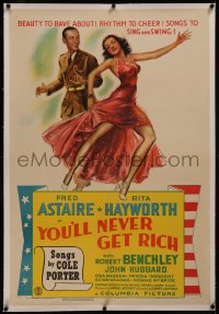 6h1049 YOU'LL NEVER GET RICH linen style C 1sh 1941 art of Fred Astaire dancing w/sexy Rita Hayworth!
