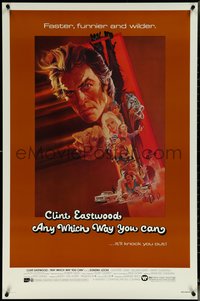 6k0549 ANY WHICH WAY YOU CAN 1sh 1980 cool artwork of Clint Eastwood & Clyde by Bob Peak!