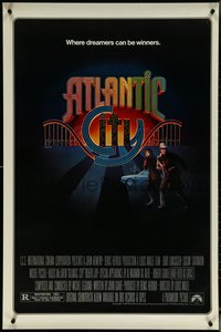 6k0552 ATLANTIC CITY 1sh 1981 Burt Lancaster, cool Gerard Huerta art of New Jersey gambling town!