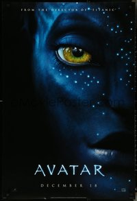 6k0554 AVATAR teaser DS 1sh 2009 James Cameron directed, Zoe Saldana, close-up image of Neytiri!