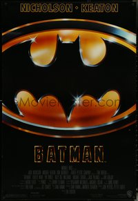 6k0564 BATMAN 1sh 1989 directed by Tim Burton, cool image of Bat logo, new credit design!