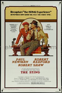 6k0927 STING 1sh R1977 best artwork of Paul Newman & Robert Redford by Richard Amsel!