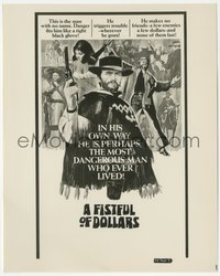 6p1413 FISTFUL OF DOLLARS 8x10 still 1967 newspaper ad with great art of Clint Eastwood with gun!