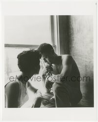 6p1421 LET'S GET LOST 8x10 still 1988 c/u of barechested Chet Baker with trumpet, Bruce Weber!