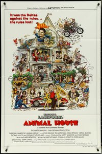 6p0898 ANIMAL HOUSE style B 1sh 1978 John Belushi, John Landis classic, art by Rick Meyerowitz!