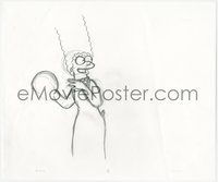 6p0241 SIMPSONS animation art 2000s cartoon pencil drawing of happy Marge doing dishes!