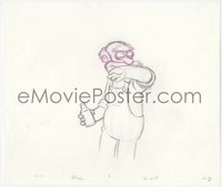 6p0244 SIMPSONS animation art 2000s cartoon pencil drawing of Groundskeeper Willy drinking!