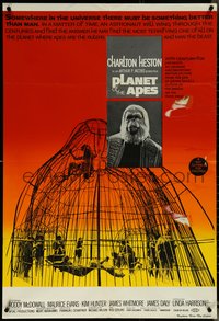 6p0456 PLANET OF THE APES Aust 1sh 1968 Charlton Heston, classic sci-fi, caged humans, ultra rare!