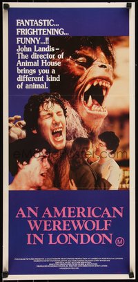 6p0464 AMERICAN WEREWOLF IN LONDON Aust daybill 1982 David Naughton, Agutter, Dunne, John Landis!