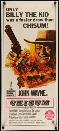 6p0475 CHISUM Aust daybill 1970 great color artwork of John Wayne by Tom William Chantrell!