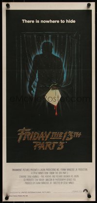 6p0483 FRIDAY THE 13th PART 3 - 3D Aust daybill 1982 slasher sequel, Jason stabbing through shower!