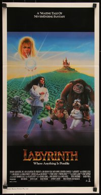 6p0498 LABYRINTH Aust daybill 1986 Jim Henson, art of David Bowie & Jennifer Connelly by Miller!